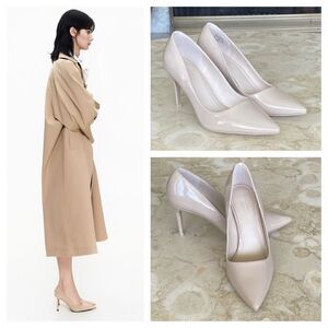 Call It Spring Vegan Patent Leather Nude Pointed Toe Pumps Heels